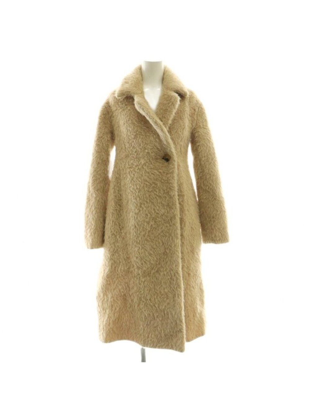 Celine Phoebe Philo Era Alpaca Wool Shaggy Coat Long Light Beige 34